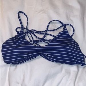 Blue and white striped shein bikini set